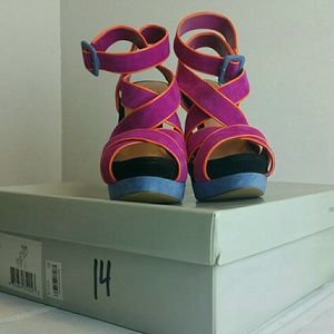 Jessica Simpson Fuchsia and Blue Suede Heels